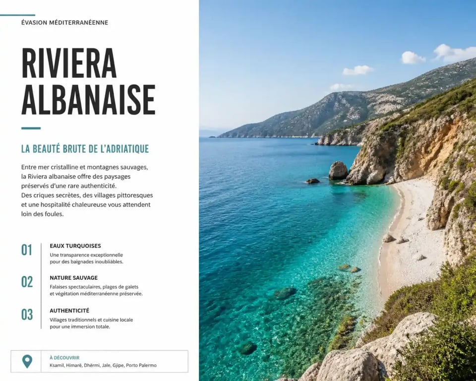 Paysage de la Riviera albanaise, une destination idéale pour partir en août pas cher.
