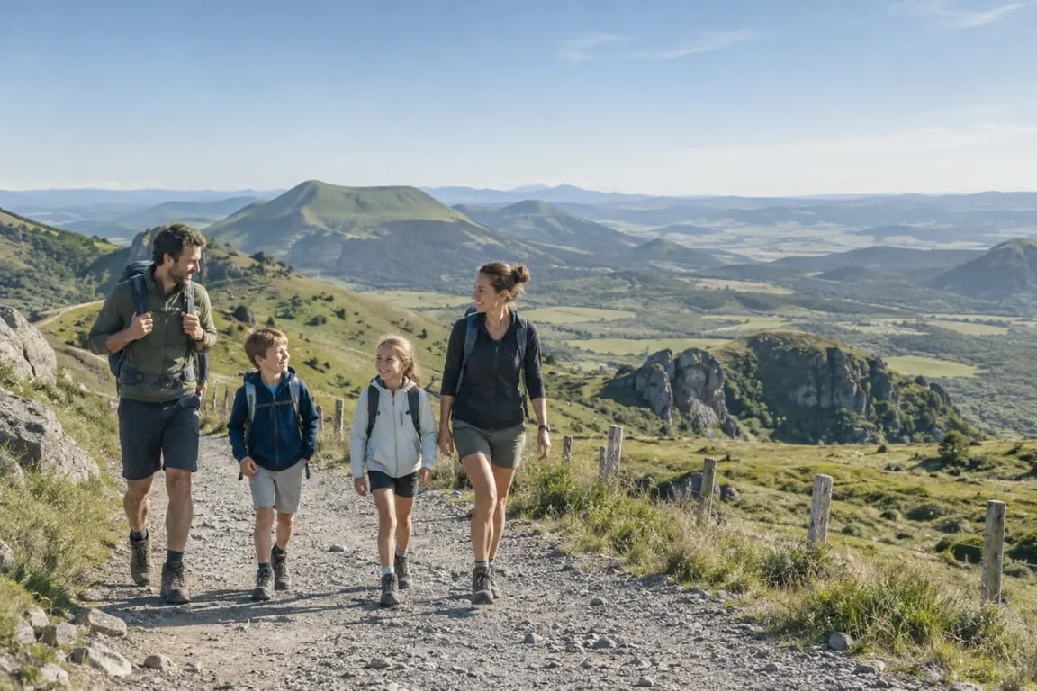 Destination idéale vacances en famille en France dans les paysages volcaniques d'Auvergne