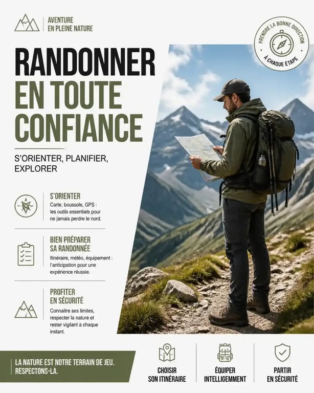 Randonneur débutant avec équipement adapté sur un sentier de randonnée pour débutant