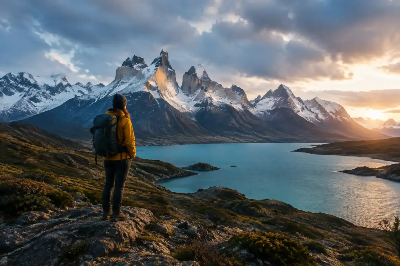 Paysage sauvage de Patagonie avec montagnes et lacs