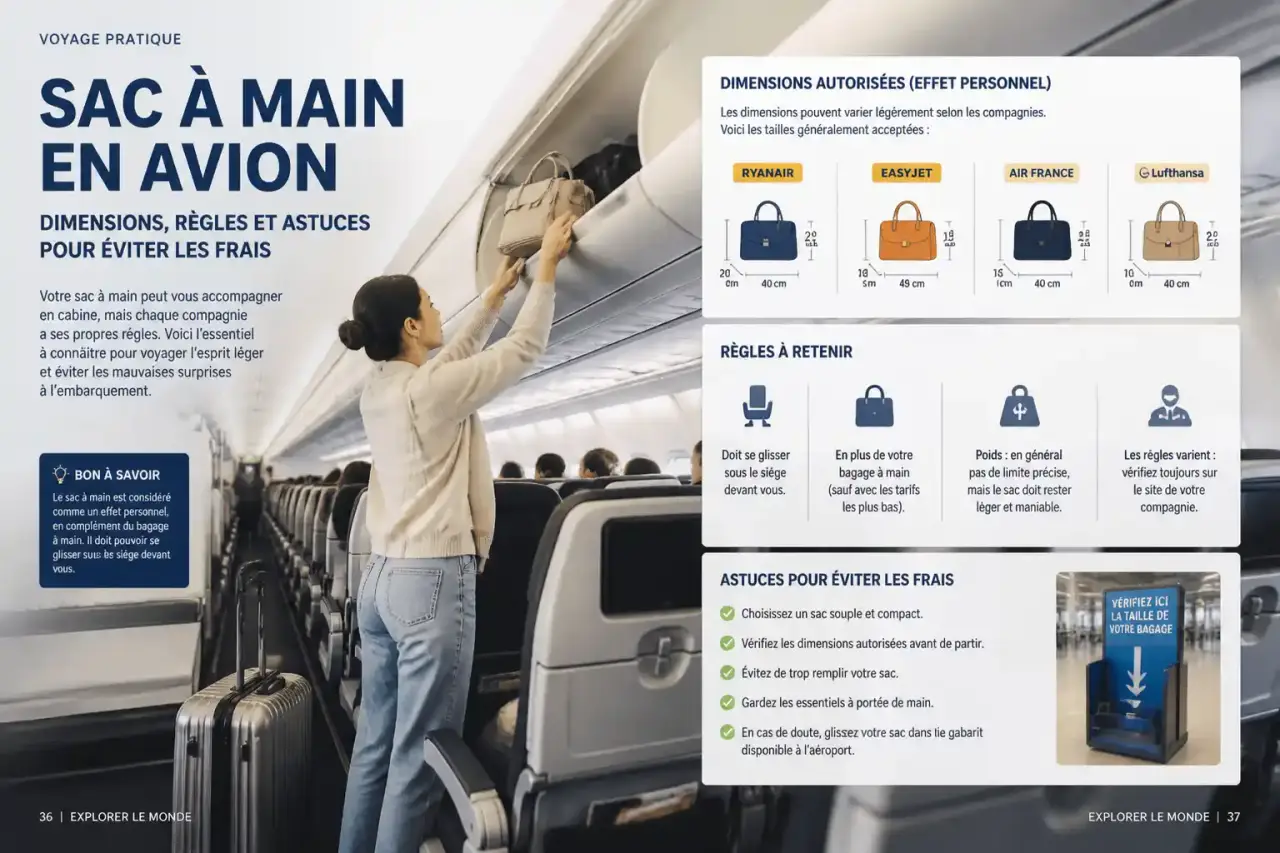 Sac à main en avion : dimensions, règles et astuces pour éviter les frais